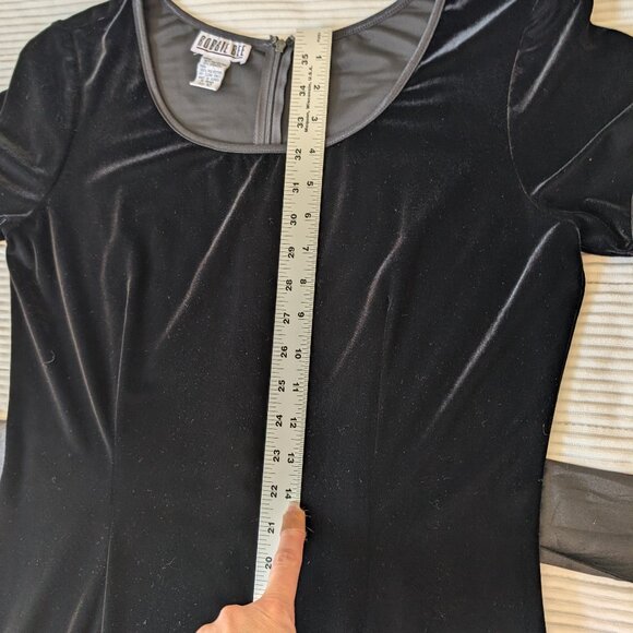 VINTAGE Robbie Bee Y2K black velvet short sleeve maxi dress EUC 10 - Picture 7 of 11